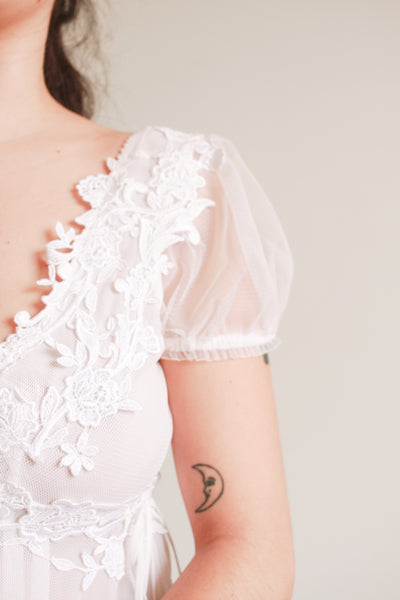Edwardian Style White Empire Waist Nightgown