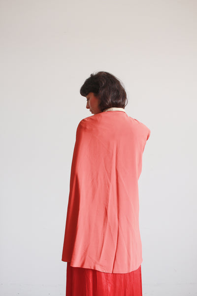 1940s Persimmon Crepe Capelet