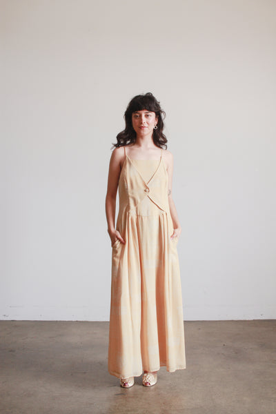 1990s Yellow Giorgio Armani Print Silk Midi Dress