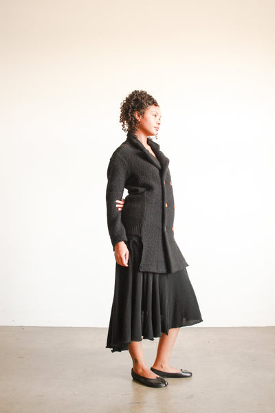 1990s Black Comme des Garçon Asymmetrical Skirt Set