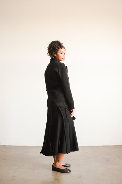 1990s Black Comme des Garçon Asymmetrical Skirt Set