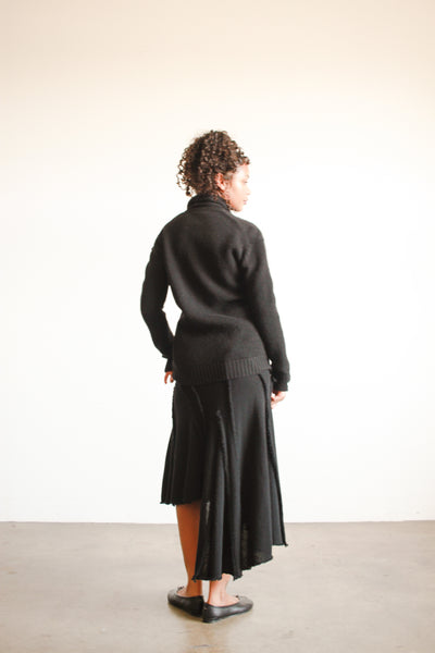 1990s Black Comme des Garçon Asymmetrical Skirt Set