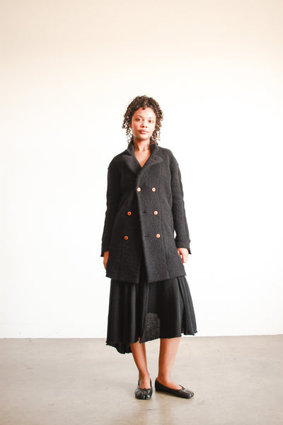 1990s Black Comme des Garçon Asymmetrical Skirt Set