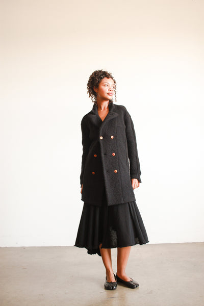 1990s Black Comme des Garçon Asymmetrical Skirt Set