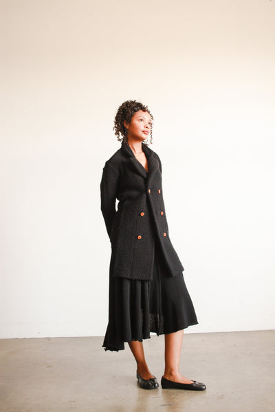 1990s Black Comme des Garçon Asymmetrical Skirt Set