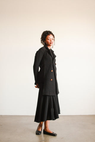 1990s Black Comme des Garçon Asymmetrical Skirt Set