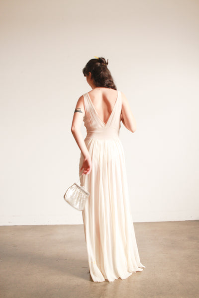 1930s Cream Sheer Silk Embroidered Nightgown