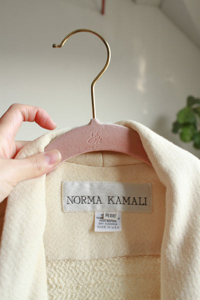 1980s Norma Kamali Cream Cotton Knit Sweater