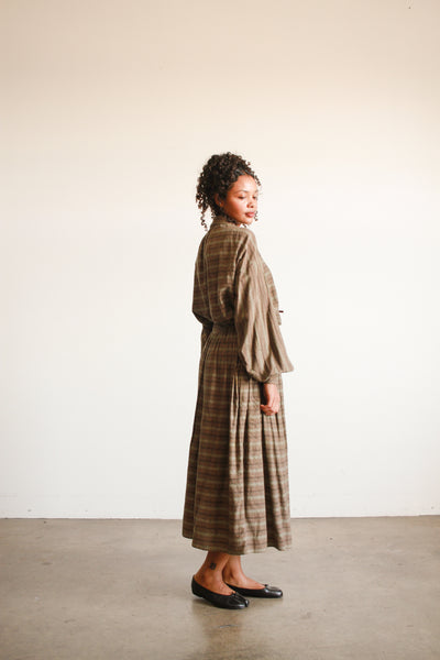 1970s Geoffrey Beene Striped Olive Wool Skirt Set