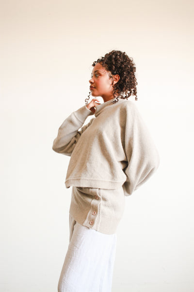 1980s Issey Miyake Grey Wool Draped Sweater