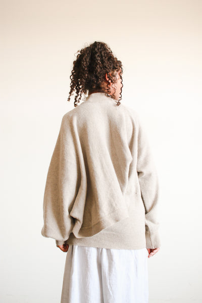 1980s Issey Miyake Grey Wool Draped Sweater