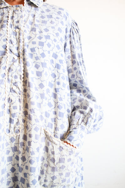 Antique Calico Print Cotton Nightgown Dress