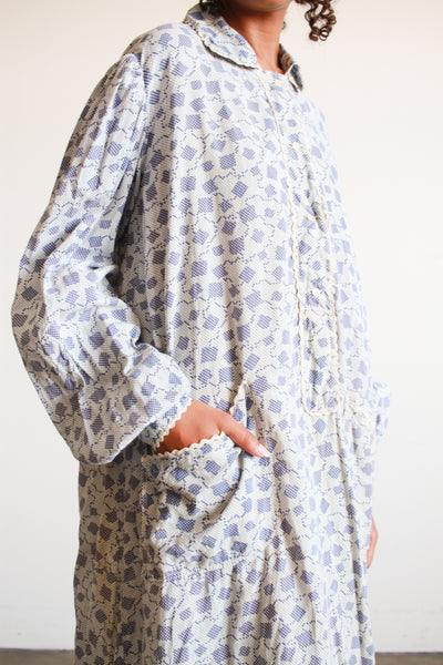 Antique Calico Print Cotton Nightgown Dress