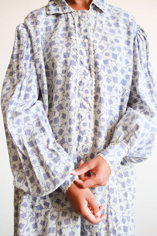 Antique Calico Print Cotton Nightgown Dress