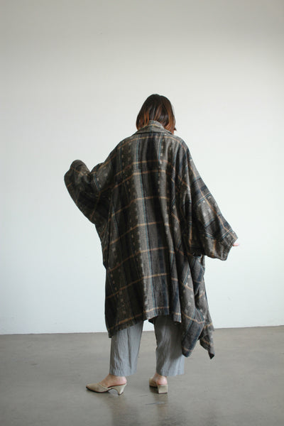 1970s Ikat Woven Oversized Draped Coat