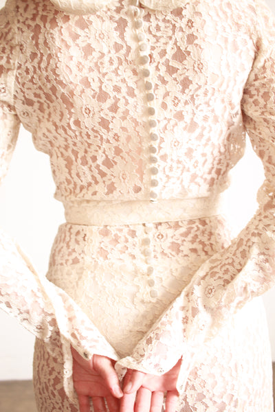 1930s Ivory Lace Long Sleeve Gown
