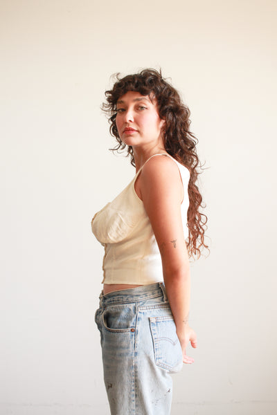 1950s Cream Cotton Button Up Blouse