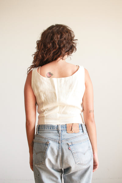 1950s Cream Cotton Button Up Blouse