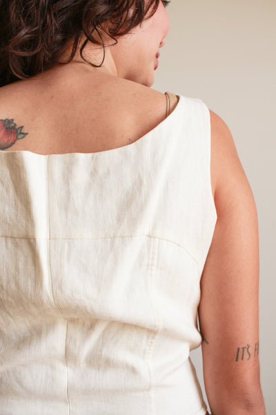 1950s Cream Cotton Button Up Blouse