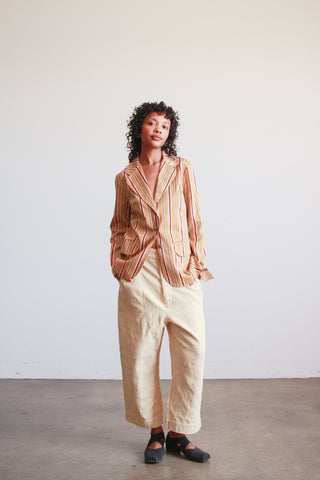1970s Deadstock Mustard Cotton Mix Striped Blazer