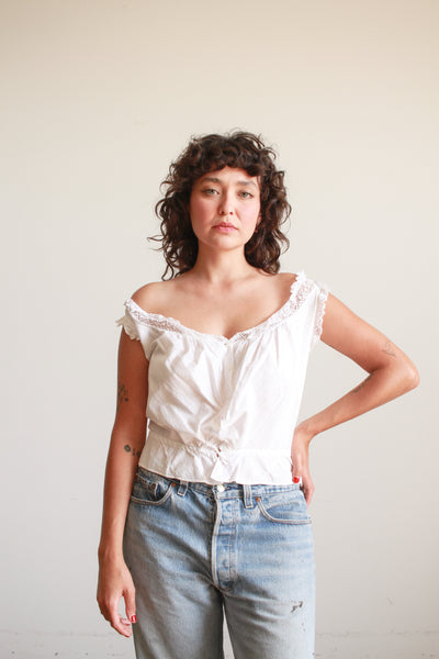 Antique White Crochet Trim Corset Cover