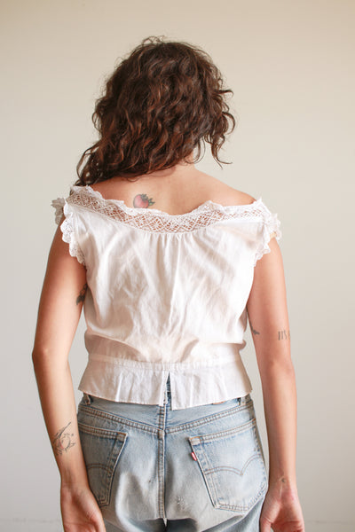 Antique White Crochet Trim Corset Cover