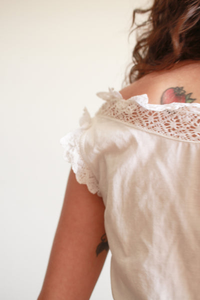 Antique White Crochet Trim Corset Cover
