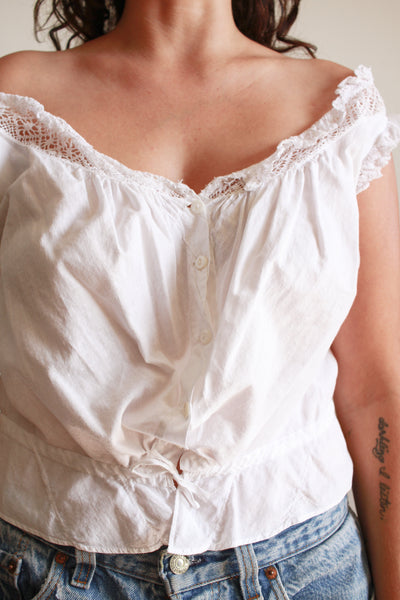 Antique White Crochet Trim Corset Cover