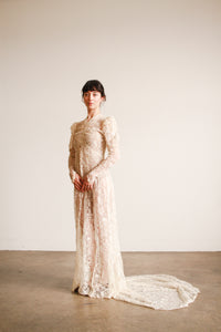 1930s Ivory Lace Bias Cut Gown