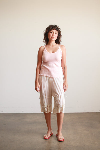 Antique Cotton Pale Pink Lace Trim Bloomers