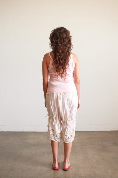 Antique Cotton Pale Pink Lace Trim Bloomers