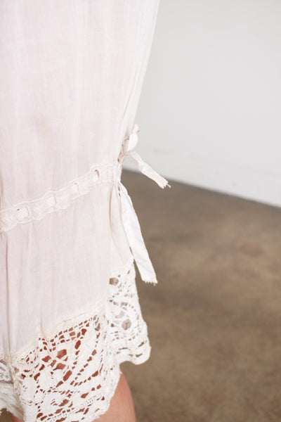 Antique Cotton Pale Pink Lace Trim Bloomers