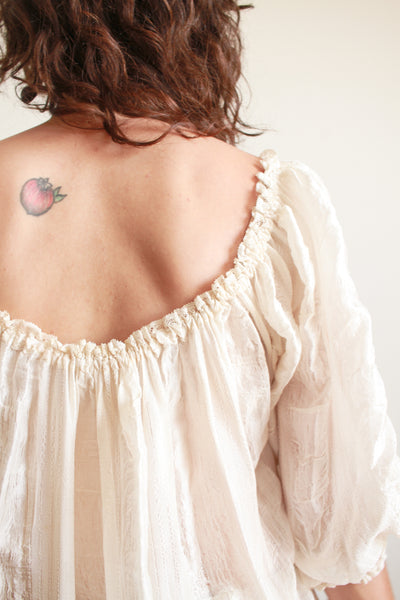 Antique Silk Cream Smock Tie Dress