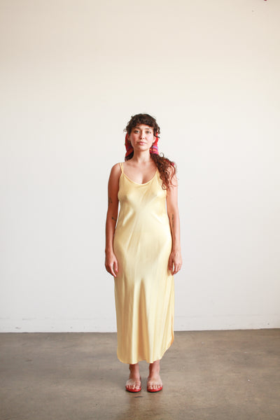 1990s Lemon Yellow Natori Silk Slip Dress