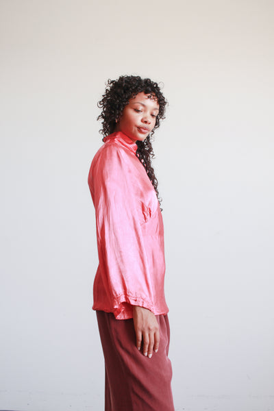 1930s Raspberry Liquid Satin Blouse