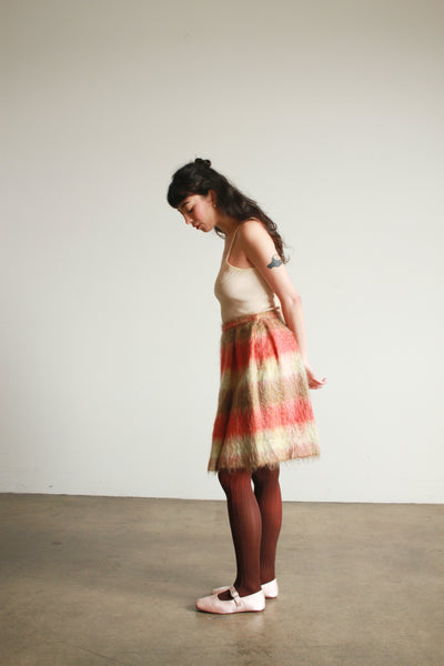 1950s Mohair Striped Midi Skirt