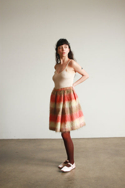 1950s Mohair Striped Midi Skirt