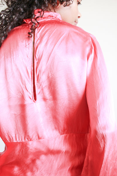 1930s Raspberry Liquid Satin Blouse