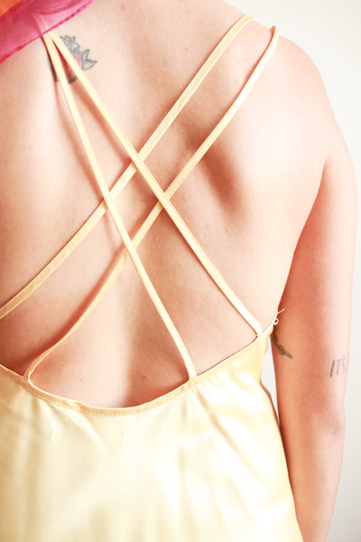 1990s Lemon Yellow Natori Silk Slip Dress