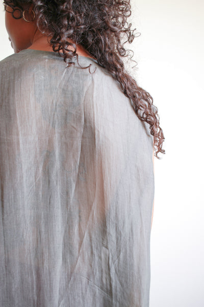 1990s Calvin Klein Gray Silk Sheer Sleeveless Blouse