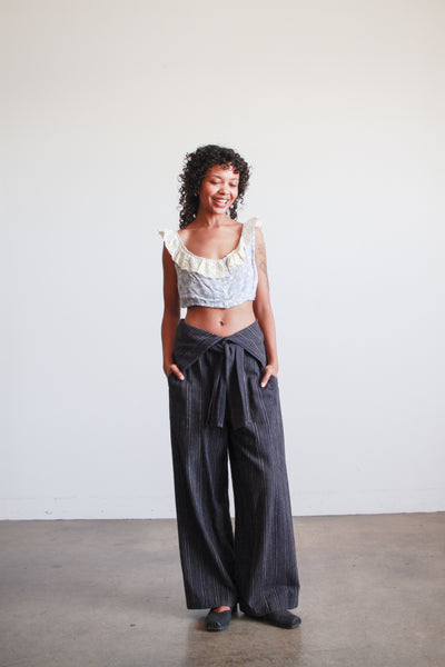 1980s Issey Miyake Navy Cotton Woven Pants