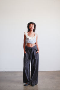 1980s Issey Miyake Navy Cotton Woven Pants