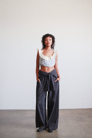 1980s Issey Miyake Navy Cotton Woven Pants