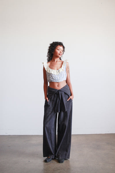 1980s Issey Miyake Navy Cotton Woven Pants