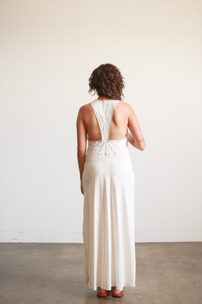 1990s Ivory Jacquard Silk Halter Slip Dress