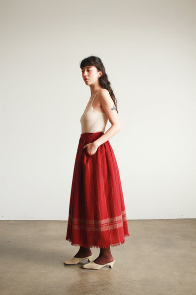 1980s Calvin Klein Raspberry Wool Skirt