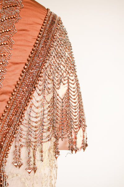 Victorian Chocolate Beaded Webbed Capelet