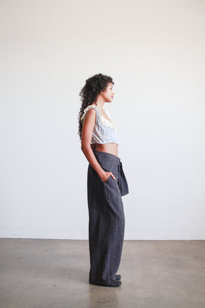 1980s Issey Miyake Navy Cotton Woven Pants