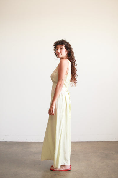 1930s Pistachio Rayon Lace Panel Nightgown