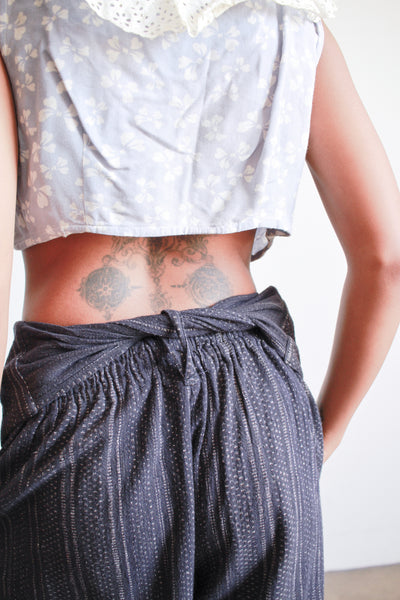 1980s Issey Miyake Navy Cotton Woven Pants
